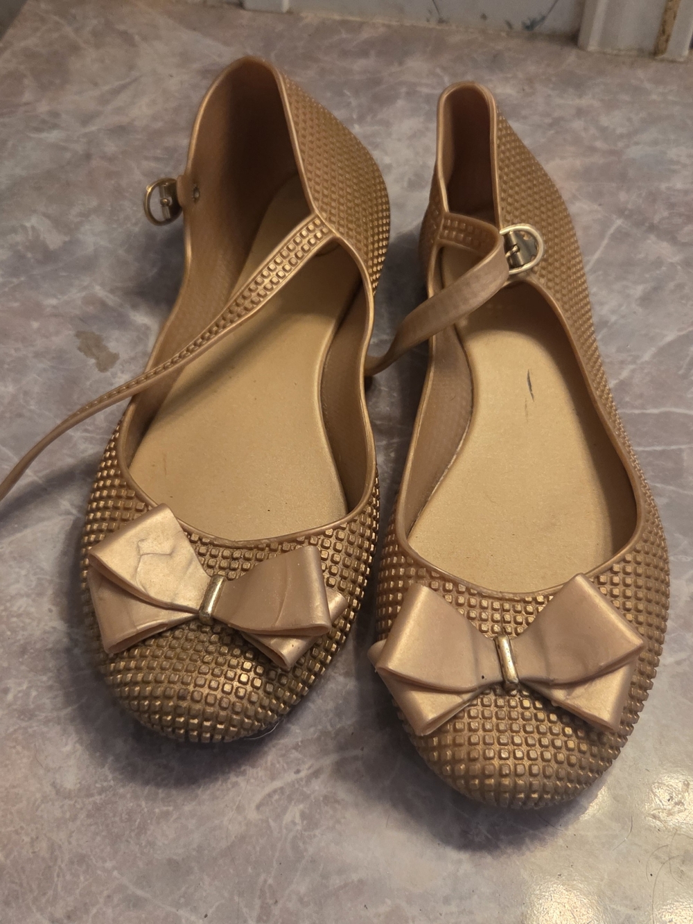 Melissa Metallic Tan Bow Mary Jane Flats